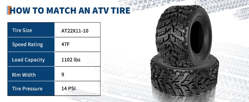 Garvee 22x11-10 ATV Tires 6-Ply All-Terrain Tubeless Tires for Daily Work, Hunting & Recreational Riding on ATV, UTV, Quad and 4 Wheeler