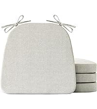IASEAHK Chair Cushions, Memory Foam Dining Chair Cushions, Tufted Indoor Chair Pads, Set of 4, 16.5' x 16.5' x 3.5', Beige