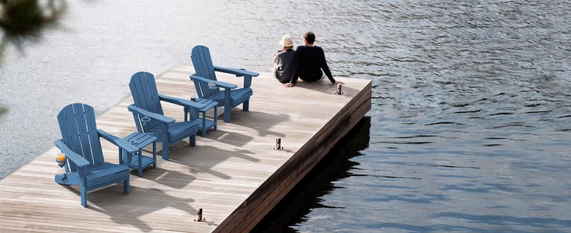 SERWALL Folding Adirondack Chair, HDPE Adirondack Chairs Set of 2, Plastic Outdoor Chairs- Looks Exactly Like Real Wood- Navy