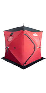 THUNDERBAY Ice Cube 2-4 Man Portable Ice Shelter, 24/34 Square Feet of Fishable Area, Portable 2-3 Person Ice Shanty