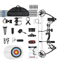 Youth Compound Bow Set 15-45 Lbs for Teens and Beginner, Package with Archery Hunting Equipment, Max Speed 260fps, Adjustable, Right Hand