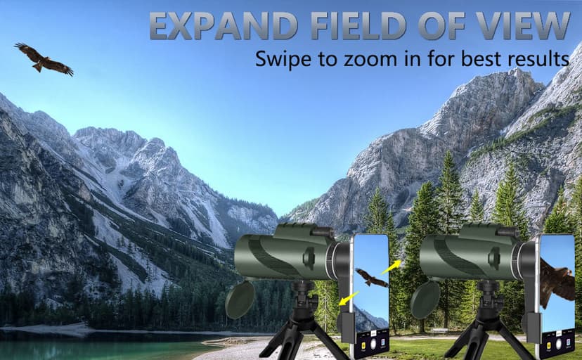 Monocular-Telescope 80x100 High Powered Monoculars High Definition for Adults High Powered with Smartphone Adapter Telescope Hunting Wildlife Bird Watching Travel Camping Hiking-Green