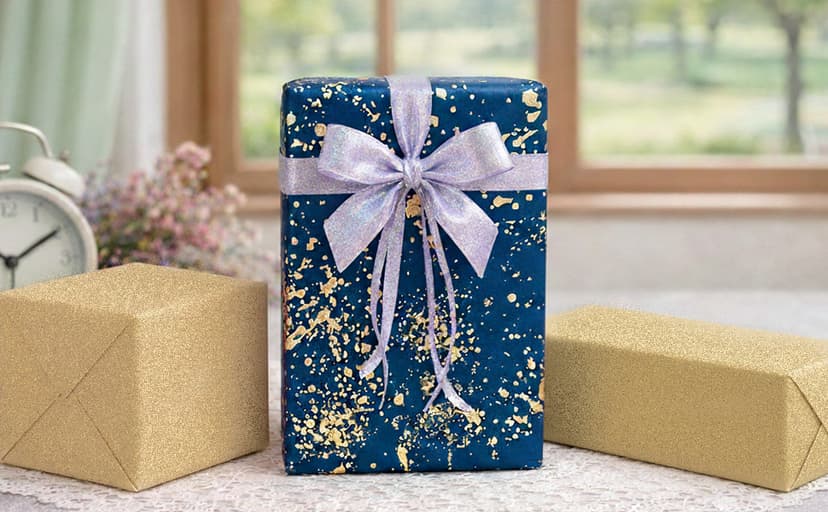 MAYPLUSS Navy Blue Wrapping Paper Roll, Reversible Gold gift Wrap with 3D Snowflake for Mens Boys Birthday Gift Wrap Graduation Fathers Day Anniversary Engagement 17 Inch x 16.5 Feet B0GHYHRJNY