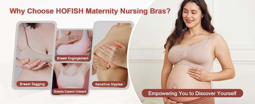 HOFISH 3PACK Full Bust Seamless Nursing Maternity Bras Bralette S-XXL with Extra Bra Extenders & Clips