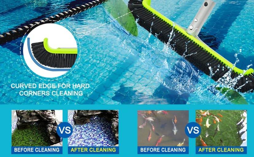 Sepetrel 17.5" Pool Brush Head for Cleaning Walls,Heavy Duty Inground/Above Ground Swimming Pool Scrub Brushes with Premium Strong Bristle & Reinforced Aluminium Back