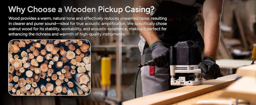 AMUMU SP30WN Walnut Woody Soundhole Pickup with Neodymium Magnet for Acoustic Guitars – Single Coil, Passive, Battery-Free, Clear & Balanced Acoustic Tone