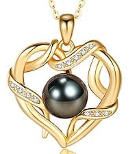 Gifts for Women Wife-Tahitian-Black-Pearl-Necklace-Gift for Wife Wedding Birthday Anniversary Jewelry-Mom Girlfriend Her Mothers Day Gifts for Mom Women Valentines Christmas Day