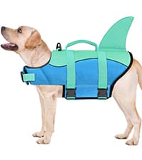 Malier Dog Life Jacket, High Buoyancy Shark Swimsuit, Ripstop American Flag, Medium, Red & Dark Blue