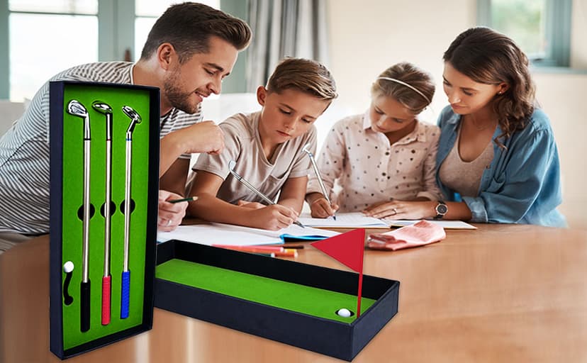 Golf Pen Set & Mini Desktop Golf Putting Green Game - Gifts for Adults, Kids, Dad, Mom, Men, Women, Boss, Coworkers, Teen Boys - Funny Office Desk Toys and Unique Christmas Stocking Stuffers Gifts