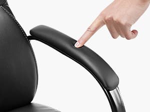 Sweetcrispy Waiting Room Guest Chair, Stationary Office Reception Chairs No Wheel, Comfy Padded Arms and Seld Base, for Conference Room Lobby Home Computer Desk Bedroom Elderly, Deep Black