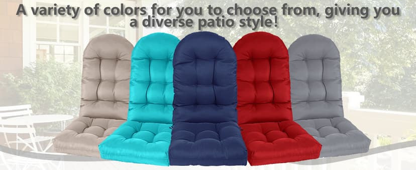 Yddsky Adirondack Chair Cushion, Rocking Cushions 44x19.4x4 inch, High Back Patio Recliner Cushion of Upper and Lower with Ties, Sunscreen and Fade-Resistant Turquoise,2