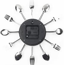 Timelike Kitchen Wall Clock, 3D Removable Modern Creative Cutlery Kitchen Spoon Fork Wall Clock Mirror Wall Decal Wall Sticker Room Home Decoration