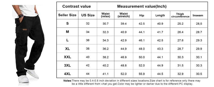 PLEPAN Men's Casual Cargo Pants Drawstring Hiking Pants Workout Tactical Joggers Sweatpants for Men