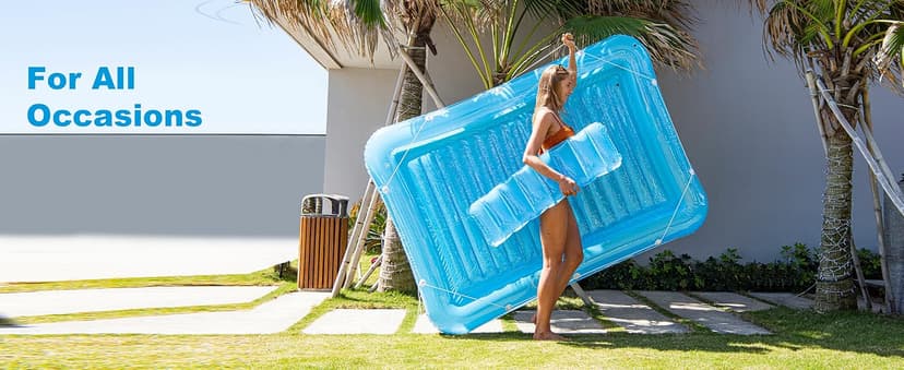 Inflatable Pool Floats Lounger for Adults, Blow Up Tanning Pool Raft Sun Tan Tub with Inflatable Pillow for Family Outdoor, Garden, Backyard Summer Water Party (14+ Year Old)