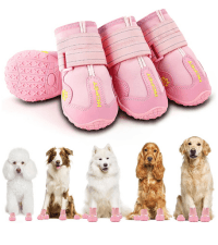 Hcpet Dog Shoes, Dog Boots & Paw Protectors for Winter Snowy Days, Rainy Weather, Outdoor Anti-Slip Sole Dog Booties for Hardwood Floor Black-Leg 1