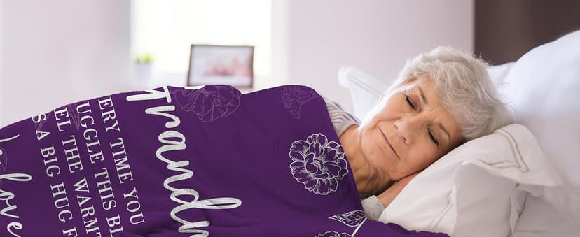 Birthday Gifts for Grandma from Grandkids, to My Grandmother Soft Flannel Throw Blanket for Christmas Mothers Day GiltGlimmer Grandma Gifts, Grandma Floral Blanket 50" x 60", Purple B0CNJQRH77