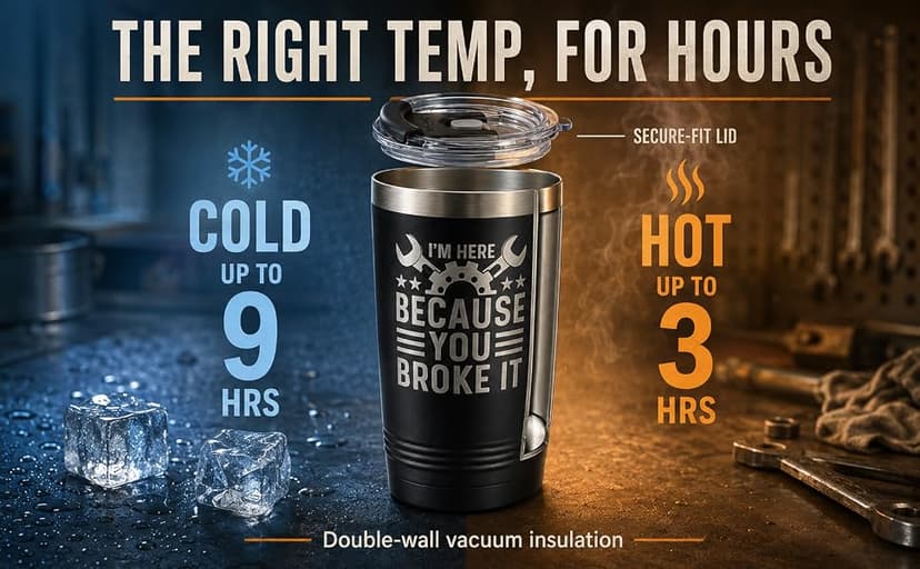 Maintenance man gift with a funny laser-engraved 20oz tumbler, hot/cold insulation, splash-proof lid, and gift-ready box Onebttl Maintenance Man Gifts for Men, 20oz Stainless Steel Coffee Tumbler B0C6XBJ6T8