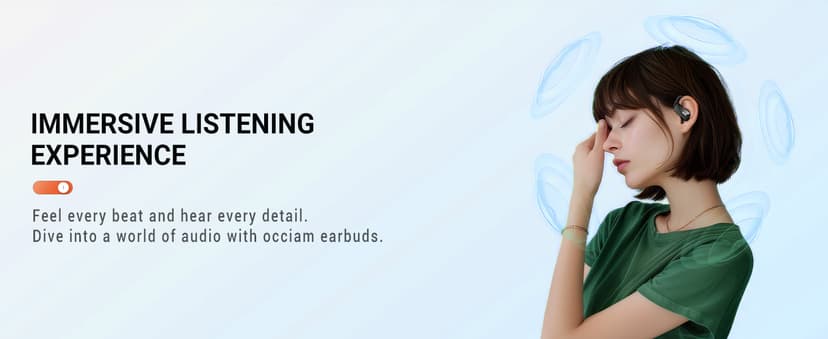 occiam Sport Wireless Earbuds Bluetooth Headphones 80hrs Playtime Deep Bass Ear Buds with Earhook Noise Cancelling Mic Waterproof Earphones for Workout Running Black