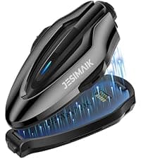 JESIMAIK Motorcycle Helmet Bluetooth Headset, 10-Rider Mesh Helmet Communication System, Anti-Theft Magnet Mount, 23H Battery Life, Glove-Friendly Anti-mistouch Intercom, Music Sharing, Black,(1 Pack)