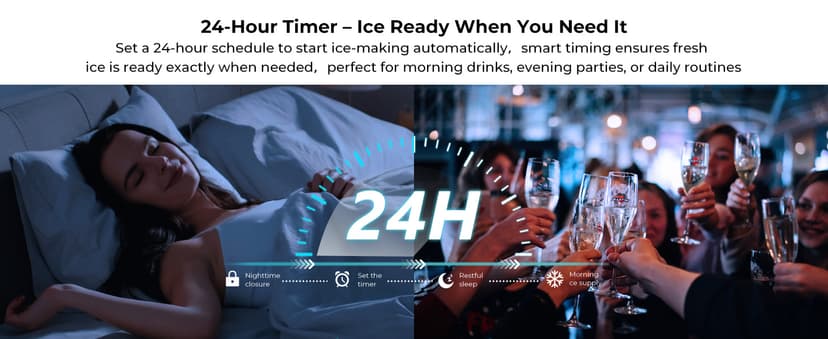 EUHOMY Under Counter Nugget Ice Maker Machine, 70Lbs/Day, Bulit-in Freestanding Ice Maker with Double Ice Baskets, Self-Cleaning & 24H Timer Ice Machine, for Home Use(Silver)