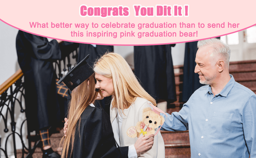 Class of 2025 Graduation Bear - Kindergarten Graduation Gift for Girls,Stuffed Plush Teddy Bear with Cap & Diploma, High School Graduation Gifts for Her, Grad Bear Gift 2025-8 Inch| You DID it (Pink)