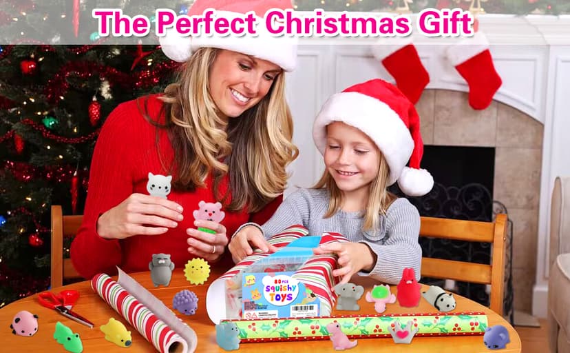 80Pcs Party Favors for Kids 4-8, Kawaii Squishies Mochi Squishy Toy Bulk Fidget Sensory Toys Birthday Gifts for Boys Girls Goodie Bag Christmas Stocking Stuffers Treasure Box Classroom Prizes