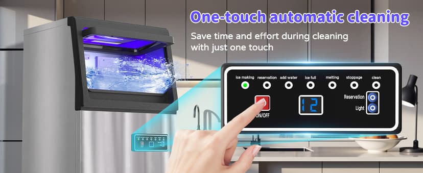 Commercial Nugget Ice Maker 80Lbs/24H with 15Lbs Storage, Stainless Steel Pellet Ice Machine, Ready in 10-15 Mins, Self-Cleaning for Home Office Bars Restaurants