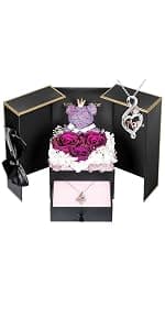 ADDWel Meaningful Gifts for Mom from Daughter Son, Preserved Purple Rose Gift Box with MOM Necklace, I Love You Necklace in 100 Languages, Mother’s Day Birthday Gifts for Mom B0BZ7SWYTH
