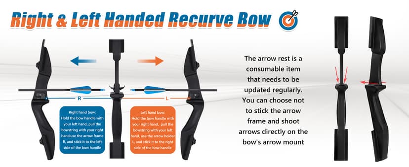 Recurve Bow and Arrow Set,Takedown Recurve Bows Archery for Adults Left and Right Hands 40lbs Archery Set