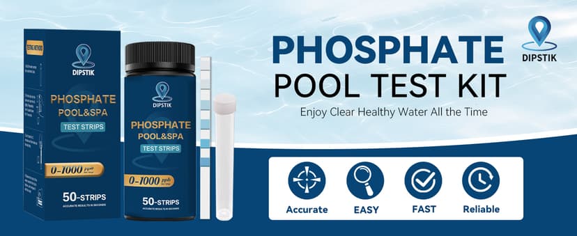 Phosphate Test Kit for Pool,50 Strips Phosphate Test Strip Quick and Accurate Swimming Hot Tub and Spa Water Testing