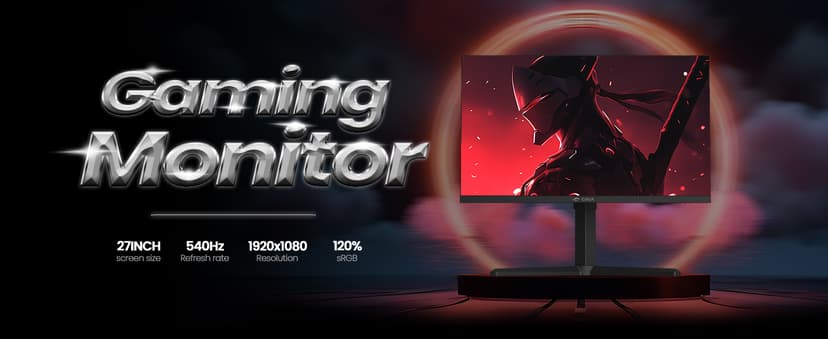 CRUA 27” 540Hz Gaming Monitor, IPS FHD(1920x1080P), AMD FreeSync, 120% sRGB, Height/Pivot/Rotating/Tilt Adjustable Vertical Monitor, HDMI 2.1 + DP 1.4, Wall Mount Install-Black