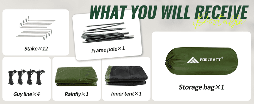Forceatt Tent for 2 and 3 Person is Waterproof and Windproof, Camping Tent for 3 to 4 Seasons,Lightweight Aluminum Pole Backpacking Tent Can be Set Up Quickly,Great for Hiking