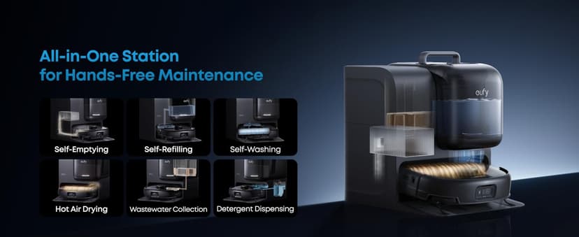 eufy Robot Vacuum E28, Portable Carpet for Deep Cleaning, HydroJet System with Roller Mop, All-in-One Robot Vacuum and Mop Combo, 20,000 Pa Suction, Zero-Tangling, Corner-to-Edge Cleaning (Upgraded)