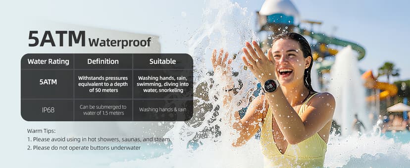 Parsonver Parsonver Swimming Smart Watch, 5ATM Waterproof for Pool & Open Water, Built-in GPS & Compass, AMOLED Fitness Tracker with 100+ Sports Modes, Heart Rate & Sleep Monitor, AI Swim Analysis, French Grey