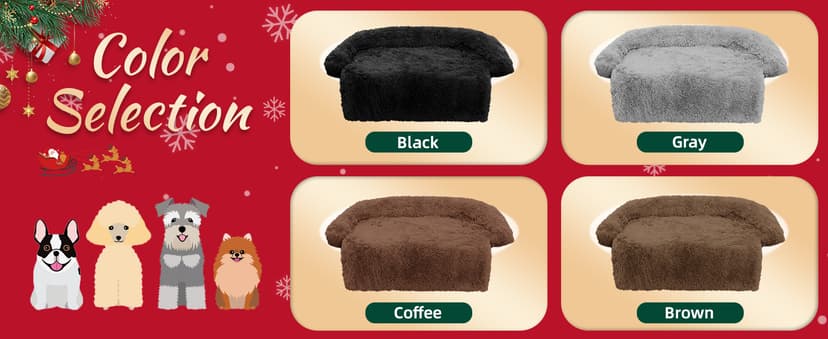 Calming Dog Bed Fluffy Plush Dog Mat for Furniture Protector with Removable Washable Cover for Large Medium Small Dogs and Cats (Large, Light Grey)