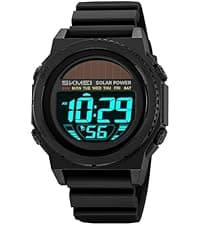 MASTOP Solar Powered Energy Watch for Men Military Digital Multifunctional Led Luminous Indication 2 Time Zone 50m Waterproof Watch Reloj Solar para Hombre