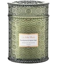 LA JOLIE MUSE Santal Rose Scented Candle – Saffron, Rose & Leather | 6 oz Natural Soy Wax | 40 Hours Clean Burn | Gift-Ready for Hosts & Gatherings | Elegant Home Decor