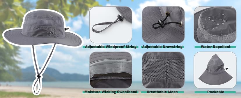 Home Prefer UPF 50+ Men's Sun Hat Wide Brim Bucket Hat UV Protection Hat for Mens Womens Beach Safari Gardening Golf Fishing