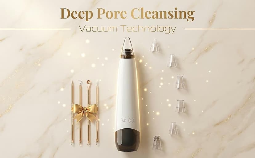 2026 Pore Vacuum, USB Rechargeable Blackhead Remover Vacuum,3 Levels Adjustable Pore Vacuum Blackhead Remover, with 6 Suction Power Probe,4 Golden Needle face Vacuum Pore Cleanser Kit-White