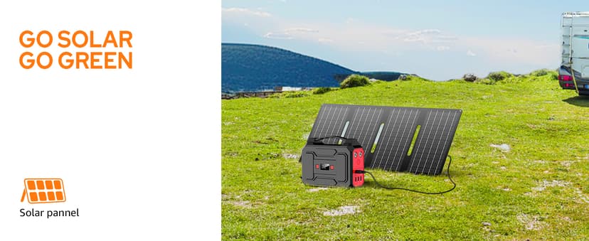 Solar Powered Generator 200W Peak/100W Rated, Portable Solar Generator Power Station with Solar Panels 40W Included, 146Wh Solar Power Bank with AC Outlet 110V for Home Use Camping Outdoor Adventure