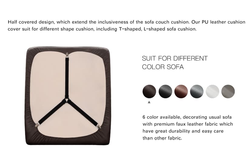 Yates Home Couch Covers for Sectional Sofa L Shape PU Leather Cushion Slipcover Water-Proof Elastic Chaise Seat Cover Protector Slip Cover for Settee Seater Replacement in Living Room(XXL, Chocolate