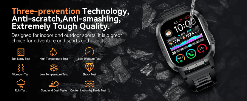 Smart Watch for Men Fitness Tracker: Waterproof Military Digital Mens Watches Running Make Answer Call Smartwatch Android Phone iPhone Samsung Compatible Sleep SpO2 Heart Rate Monitor Step Pedometer