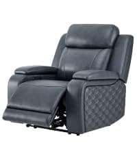 Watson & Whitely Genuine Leather Power Recliner Chairs for Adults, Wall Hugger RV Recliner with Power Headrest & Charging Ports, Electric Recliner Sofa Chair for Living Room, Grey