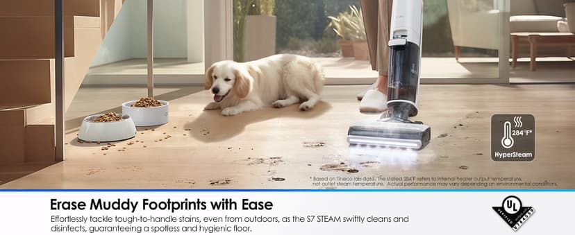 Tineco Floor ONE S7 Steam Cordless Wet Dry Vacuum Steam Mop All-in-One, Floor Washer for Sticky Mess Clean Up on Hard Floors with Digital Display, Self-Cleaning, Edge Cleaning, Safe for Kids & Pets