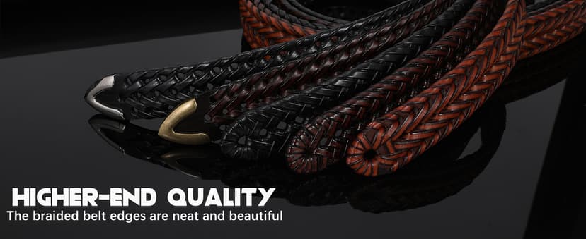 BELTROAD Braided Leather Belt for Men Casual Jeans Golf, Men's Leather Woven Alloy Buckle Hand Braided Belts Gift for Men