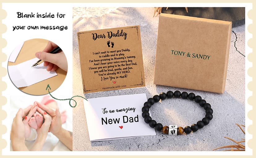 TONY & SANDY First Time Dad Gifts, Daddy to be Bracelet, New Dad Gifts for Men on Father's Birthday Christmas