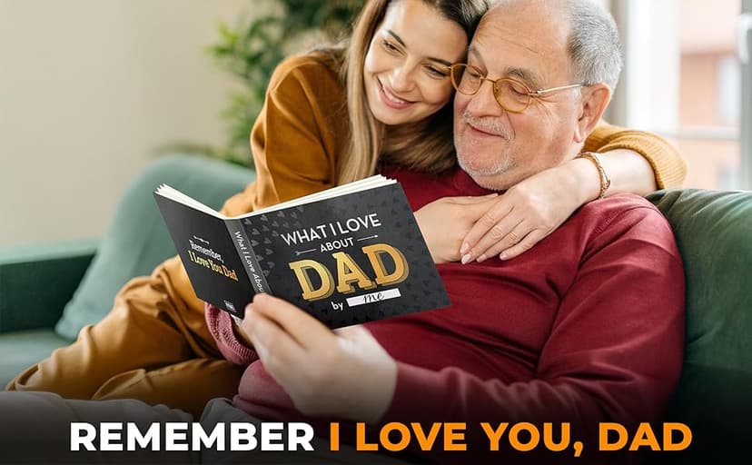 What I Love about Dad Book, Fill-in-the-Blank Book for Dad - Father's day Gifts for Dad from Daughter, Son, Kids - Birthday Gifts for Dad, Dad Birthday Gifts - Dad Christmas Gifts, Stocking Stuffer