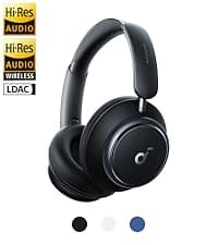 Soundcore Anker Life Q20 Hybrid Active Noise Cancelling Headphones, Wireless Over Ear Bluetooth Headphones, 60H Playtime, Hi-Res Audio, Deep Bass, Foam Ear Cups, Travel, Office, USB-C Charging