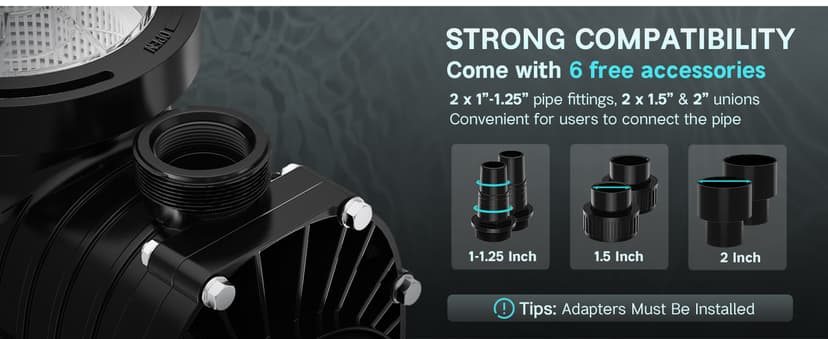 Pool Pump Above Ground/Inground, 2 HP 6900GPH Powerful Selfpriming Pool Pumps for 15,000-31,000 Gallons Pools, Dual Voltage Swimming Pool Pump with Strainer Basket & Drain Plug (2.0HP)