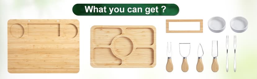 Bamboo Charcuterie Boards (23"×11"×0.8") and Knife Set, Lightweight Cheese Board and Platter, Unique Gift for Housewarming, Anniversary & Wedding, Mother's Day and Christmas for Women…